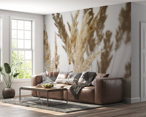 Delicate pastel flower design on home wall mural.