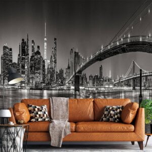 Waterproof vinyl decor depicting the nighttime beauty of NYC's iconic bridges