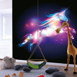 Vibrantly Colored Unicorn Wallpaper: Majestic Unicorn on Deep Black Background