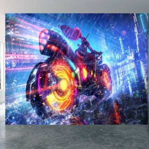 Packaging of peel and stick fantasy motorcycle wallpaper