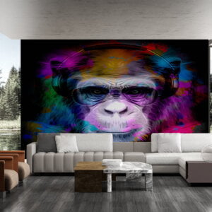 Self-adhesive wallpaper with vibrant neon hues