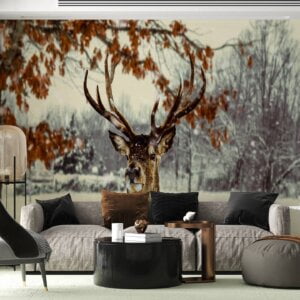Waterproof Winter Deer Scenery-themed wall mural