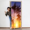 Palms on the Sky & Sunset Door Sticker Peel & Stick Vinyl Door Wrap Art Décor