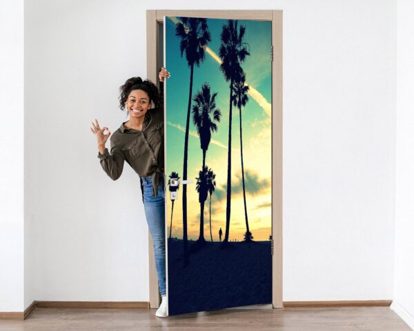 Las Vegas Palms on the Beach Door Sticker Peel & Stick Vinyl Door Wrap Art Décor