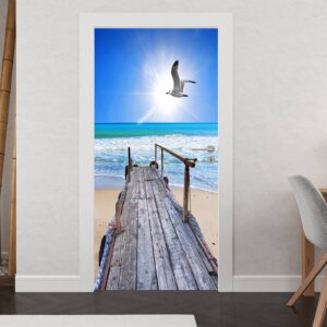 Seagull by the Sea Door Sticker Peel & Stick Vinyl Door Wrap Art Décor