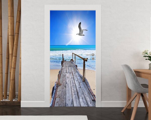 Seagull by the Sea Door Sticker Peel & Stick Vinyl Door Wrap Art Décor