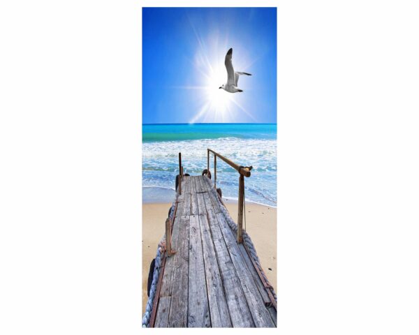 Seagull by the Sea Door Sticker Peel & Stick Vinyl Door Wrap Art Décor