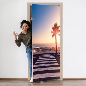 Crossing with Wonderful View Door Sticker Peel & Stick Vinyl Door Wrap Art Décor