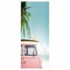 Pink Campervan Holiday Door Sticker Peel & Stick Vinyl Door Wrap Art Décor