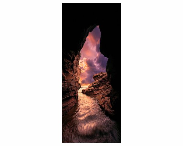 Flowing River in the Cave Door Sticker Peel & Stick Vinyl Door Wrap Art Décor