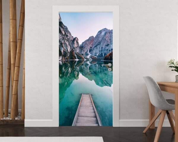 Spectacular Lake Mountain Door Sticker Peel & Stick Vinyl Door Wrap Art Décor