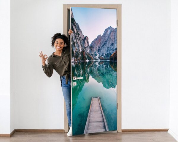 Spectacular Lake Mountain Door Sticker Peel & Stick Vinyl Door Wrap Art Décor