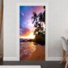 Sunset Palms and Wild Beach Door Sticker Peel & Stick Vinyl Door Wrap Art Décor