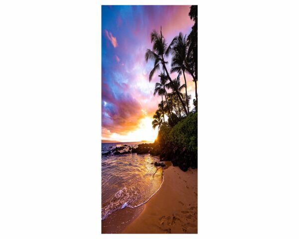 Sunset Palms and Wild Beach Door Sticker Peel & Stick Vinyl Door Wrap Art Décor