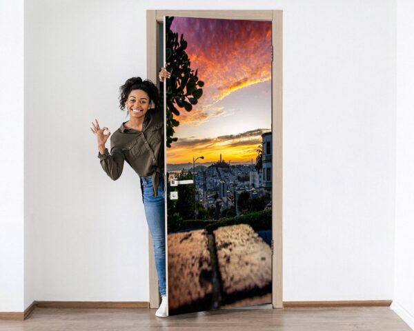 Lombard Street San Francisco Door Sticker Peel & Stick Vinyl Door Wrap Art Décor