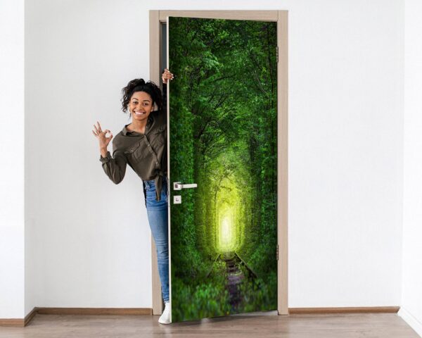 Magnificent Tree Tunnel Door Sticker Peel & Stick Vinyl Door Wrap Art Décor