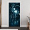 Full Moon over the Forest Door Sticker Peel & Stick Vinyl Door Wrap Art Décor