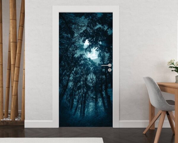 Full Moon over the Forest Door Sticker Peel & Stick Vinyl Door Wrap Art Décor