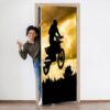 Motocross Jump over Forest Door Sticker Peel & Stick Vinyl Door Wrap Art Décor