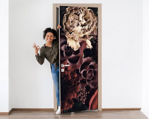 Bouquet of Flowers Door Sticker Peel & Stick Vinyl Door Wrap Art Décor