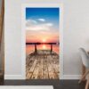 View of Wooden Pier Door Sticker Peel & Stick Vinyl Door Wrap Art Décor