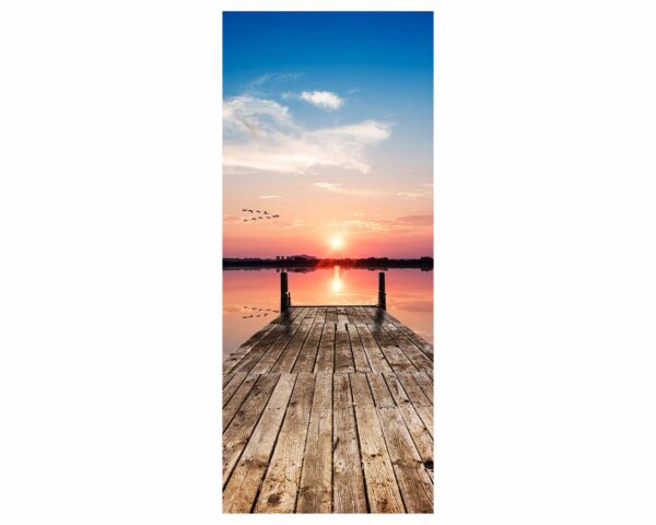 View of Wooden Pier Door Sticker Peel & Stick Vinyl Door Wrap Art Décor