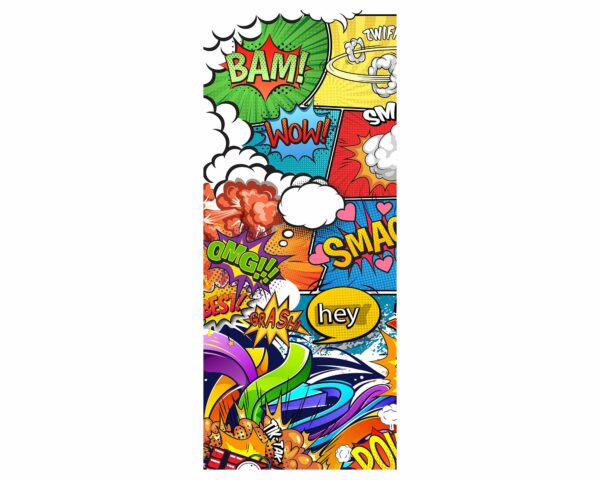 Comic Book Style Door Sticker Peel & Stick Vinyl Door Wrap Art Décor