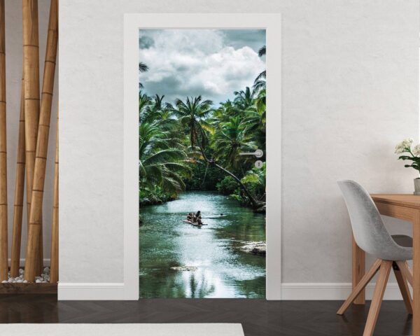 River in Tropical Jungle Door Sticker Peel & Stick Vinyl Door Wrap Art Décor