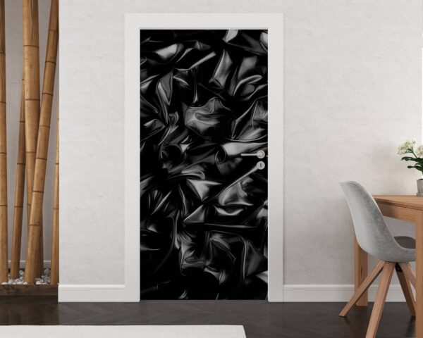 Black Satin Door Sticker Peel & Stick Vinyl Door Wrap Art Décor