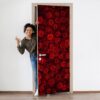 Red Rose Background Door Sticker Peel & Stick Vinyl Door Wrap Art Décor