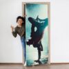Dancer on Stage Door Sticker Peel & Stick Vinyl Door Wrap Art Décor