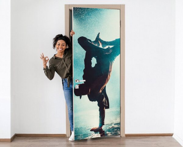 Dancer on Stage Door Sticker Peel & Stick Vinyl Door Wrap Art Décor