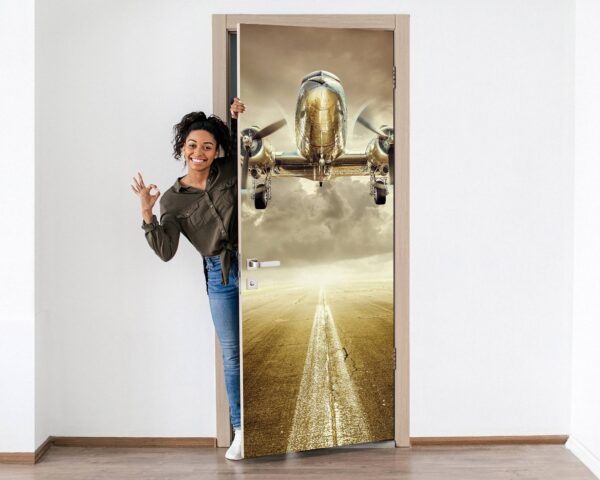 Abstract Aircraft Door Sticker Peel & Stick Vinyl Door Wrap Art Décor