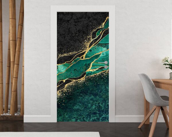 Green Marble Door Sticker Peel & Stick Vinyl Door Wrap Art Décor