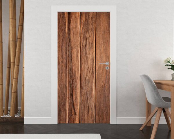 Brown Planks Door Sticker Peel & Stick Vinyl Door Wrap Art Décor