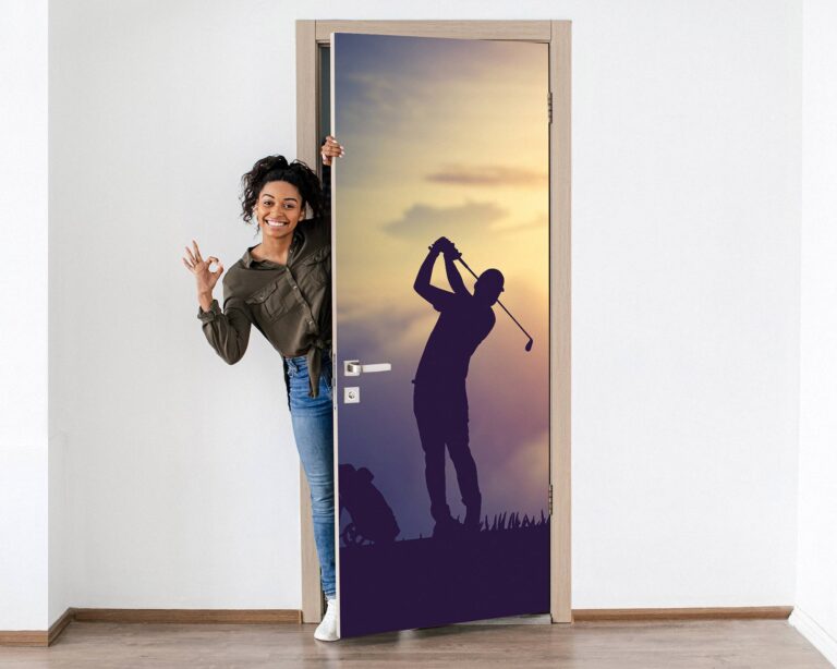 Golf Player Door Sticker Peel & Stick Vinyl Door Wrap Art Décor