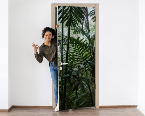 Tropical Rainforest Door Sticker Peel & Stick Vinyl Door Wrap Art Décor