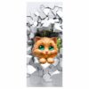 Cat Peeking From a Broken Wall Door Sticker Peel & Stick Vinyl Door Wrap Art Décor