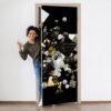 Glossy Solids on The Black Background Door Sticker Peel & Stick Vinyl Door Wrap Art Décor