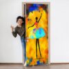 Dancing Figure Door Sticker Peel & Stick Vinyl Door Wrap Art Décor