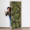 Military Camo Pattern Door Sticker Peel & Stick Vinyl Door Wrap Art Décor