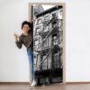 New York Old Building Door Sticker Peel & Stick Vinyl Door Wrap Art Décor