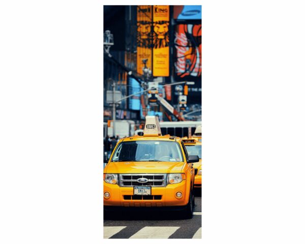 American Yellow Taxis Door Sticker Peel & Stick Vinyl Door Wrap Art Décor