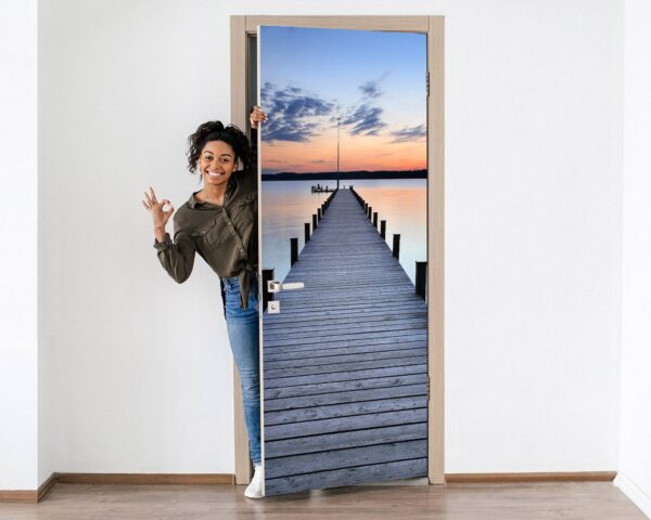 Lake at Sunset Door Sticker Peel & Stick Vinyl Door Wrap Art Décor