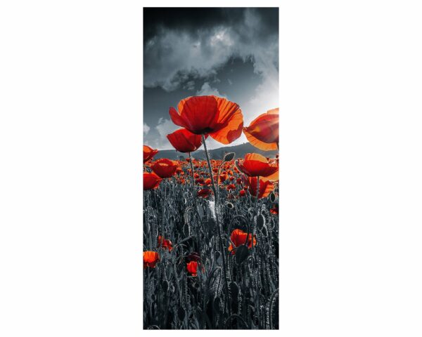 Red Poppies in the Field Door Sticker Peel & Stick Vinyl Door Wrap Art Décor