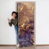 Purple Gold Pattern Door Sticker Peel & Stick Vinyl Door Wrap Art Décor