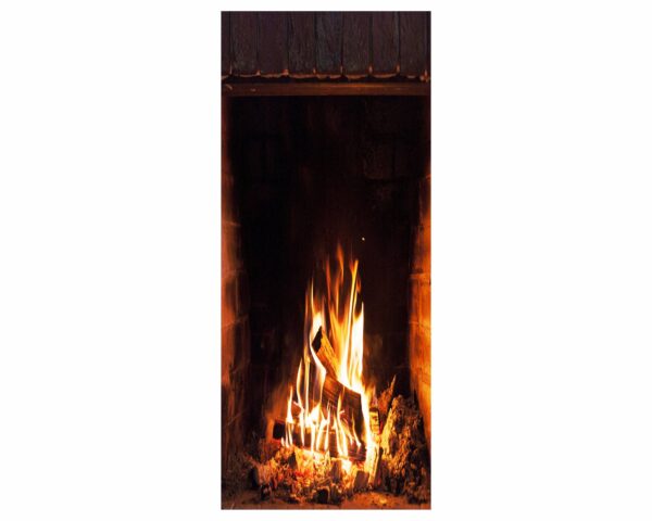 Burning Fireplace Door Sticker Peel & Stick Vinyl Door Wrap Art Décor