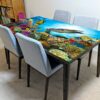 Ocean Turtle Fish Table Wrap Sticker Laminated Vinyl Cover Self-Adhesive for Desk and Tables