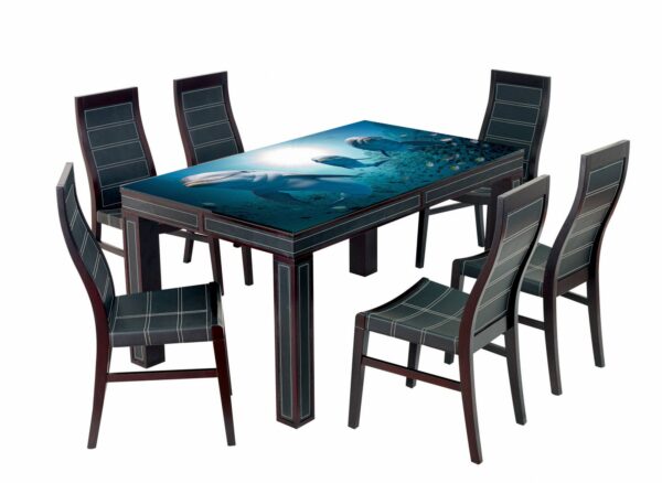 Ocean Dolphins Fish Table Wrap Sticker Laminated Vinyl Cover Self-Adhesive for Desk and Tables