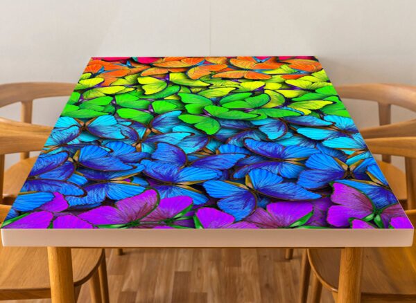 Rainbow Butterflies Table Wrap Sticker Laminated Vinyl Cover Self-Adhesive for Desk and Tables